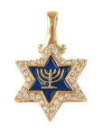 Gold Filled Star of David Menorah Pendant