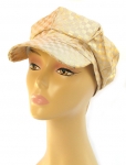 Womens Gold and Beige Checked Cap