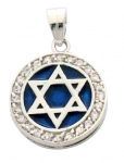 Star of David Blue Enamel Pendant