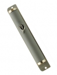 Gray Round Mezuzah with Shin