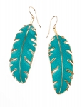 Large Turquoise Paradisaea Feather Earrings