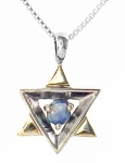 Sterling Silver Gold and Opal Star of David Pendant