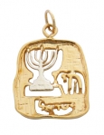 Gold Filled Menorah Chai Pendant