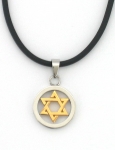 Two-Tone Rubber Cord Star of David necklace