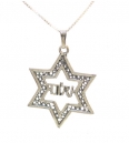 Sterling Silver Star of David with Shalom Pendant