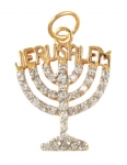 Gold Filled Two Tone Zirconium Menorah Pendant