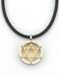 Two Tone Star of David Necklace on Rubber Cord