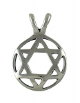 Silver Circle Star of David Pendant