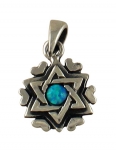 Silver and Opal Star of David Heart Pendant