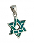 Silver and Opal Star of David Pendant