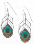Peacock Feather Earrings - Silver