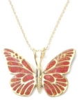 Gold Plated Red Butterfly Pendant