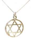 Sterling Silver Circle Star of David Pendant