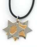 Three-in-one Two Tone Star of David on Rubber Cord