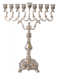 Large Nickel Chanukah Menorah Hanukia