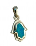 Silver and Opal Antique design Hamsa Pendant