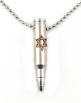 Israeli Army M-16 Rifle Bullet Metal Pendant - Star of David Symbol