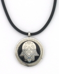 Zirconium Stainless Steel Hamsa on Rubber Cord