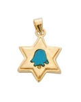 Gold Filled Star of David Turquoise Hamsa Pendant