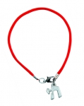 Rhodium Chai on red ribbon bracelet