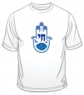 Blue Hamsa Chai Good Luck T-Shirt by aJudaica