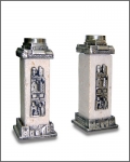 White Stone Candlesticks with metal Jerusalem Design