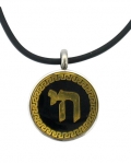 Stainless Steel Black-Gold Chai on Rubber Cord