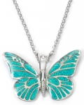 Turquoise Silver Butterfly Pendant