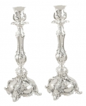 Silver Plated with Floral Pattern Candlesticks