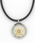 Star of David Zirconium Necklace on Rubber Cord