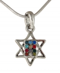Breastplate Star of David Rhodium Necklace