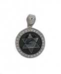 Sterling Silver Star of David Pendant with Black Enamel background