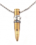 Bronze Israeli Army M-16 Rifle Bullet Pendant - Dove of Peace Emblem