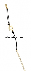 Gold color Star of David Bracelet on Leather Cord by aJudaica