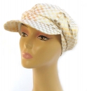 Womens Gold and White Checked Cap