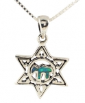 Silver and Opal Star of David "Chai" Pendant