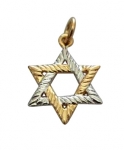 Gold Filled Two Tone Textured Star of David Pendant
