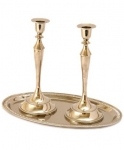 Nickel Candlesticks with designed Tray