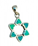 Silver and Opal Star of David Heart Pendant