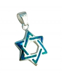 Silver and Opal Star of David Pendant