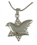 Dove of Peace Star of David Rhodium Necklace