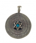 Silver and Opal Star of David in circle Pendant
