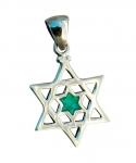 Silver and Opal Star of David Pendant