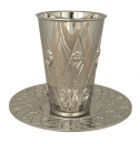 Flower design Kiddush cup and plate