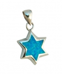 Silver and Opal Star of David Pendant