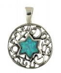 Silver and Opal Star of David Necklace