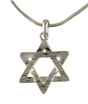 Textured Star of David Rhodium Necklace
