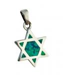 Silver and Opal Star of David Pendant