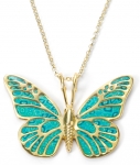 Gold Plated Turquoise Butterfly Pendant