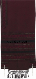 Rikmat Elimelech Handloom Woven Maroon Silk Tallit by aJudaica